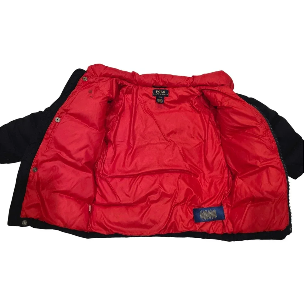 Polo Ralph Lauren Kids Puffer Jacket Navy Blue Red Down Fill Quilted 4/4T